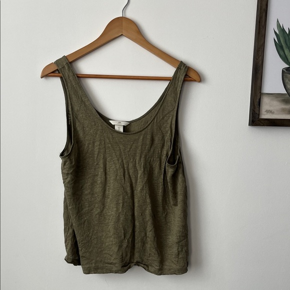 H&M Tops - H&M Sage Green Linen Blend Tank
